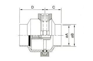 Stainless weldable check valve, clamp – technical drawing