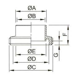DIN threaded welding male DIN-15 – drawing