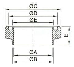 SMS long threaded welding male SMS-15 – drawing